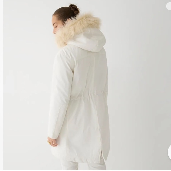 J.Crew Perfect Parka, NWOT ivory jacket with removable hood, size large - Picture 3 of 11